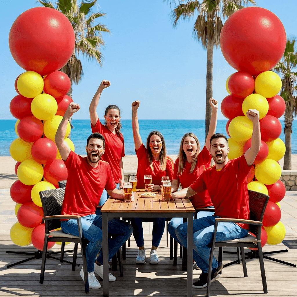 Décoration en ballons pour fête de football aux couleurs espagnoles – PilaMania